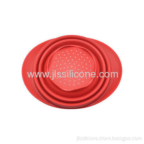 Kitchen Tools Silicone Folded Bowl With Holes On Bottom For Wash 